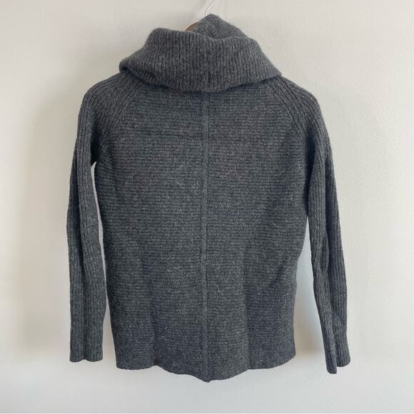 Vince | Charcoal Gray Ribbed Knit Cowl Neck Sweater Wool Alpaca Camel Blend - Picture 4 of 6